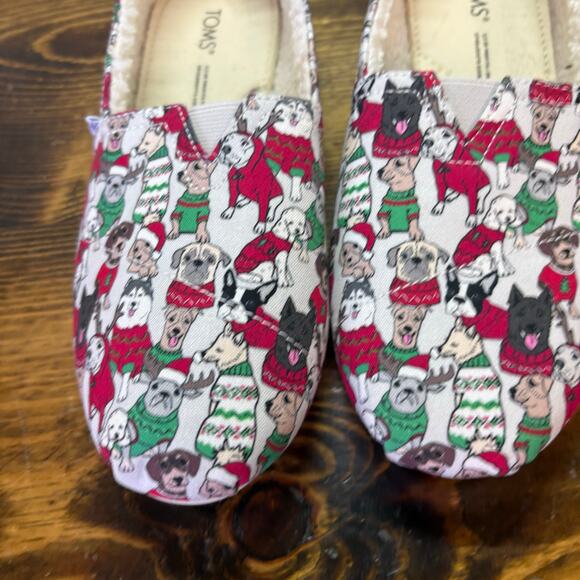 Toms Christmas Dogs Slip On Shoes Size 6 - Picture 3 of 7